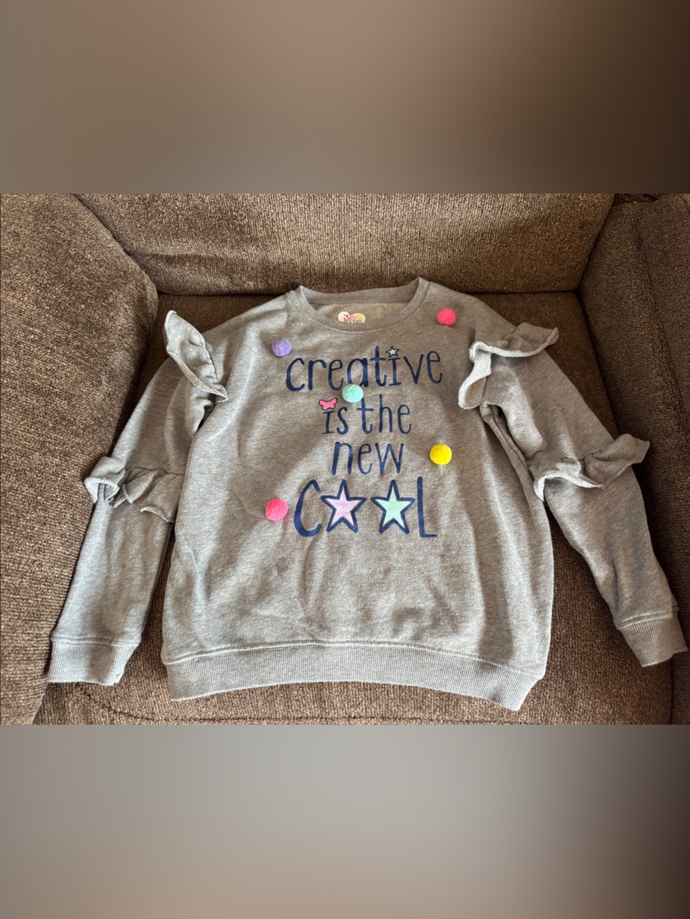 Garanimals Grey Sweatshirt with Colorful Pom-Poms & Star Graphic